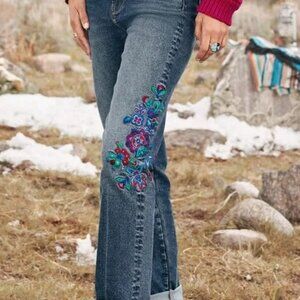 Driftwood Stella Flashflower Embroidered Blue Jeans